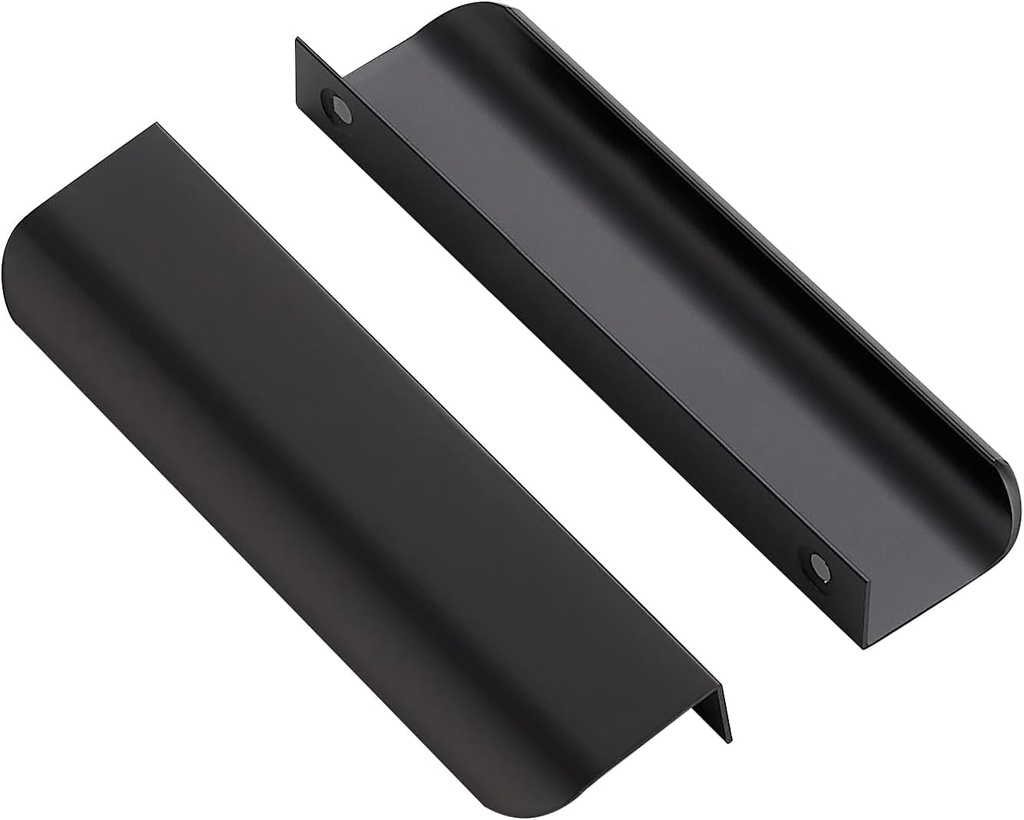 Ravinte 15 Pack Finger Pulls for Cabinets 128Mm/5In Hole Center Tab Cabinet Handle Matte Black Finger Edge Pulls Concealed Handles for Kitchen Drawer Finger Cabinet Pulls 150Mm/5.91In Length