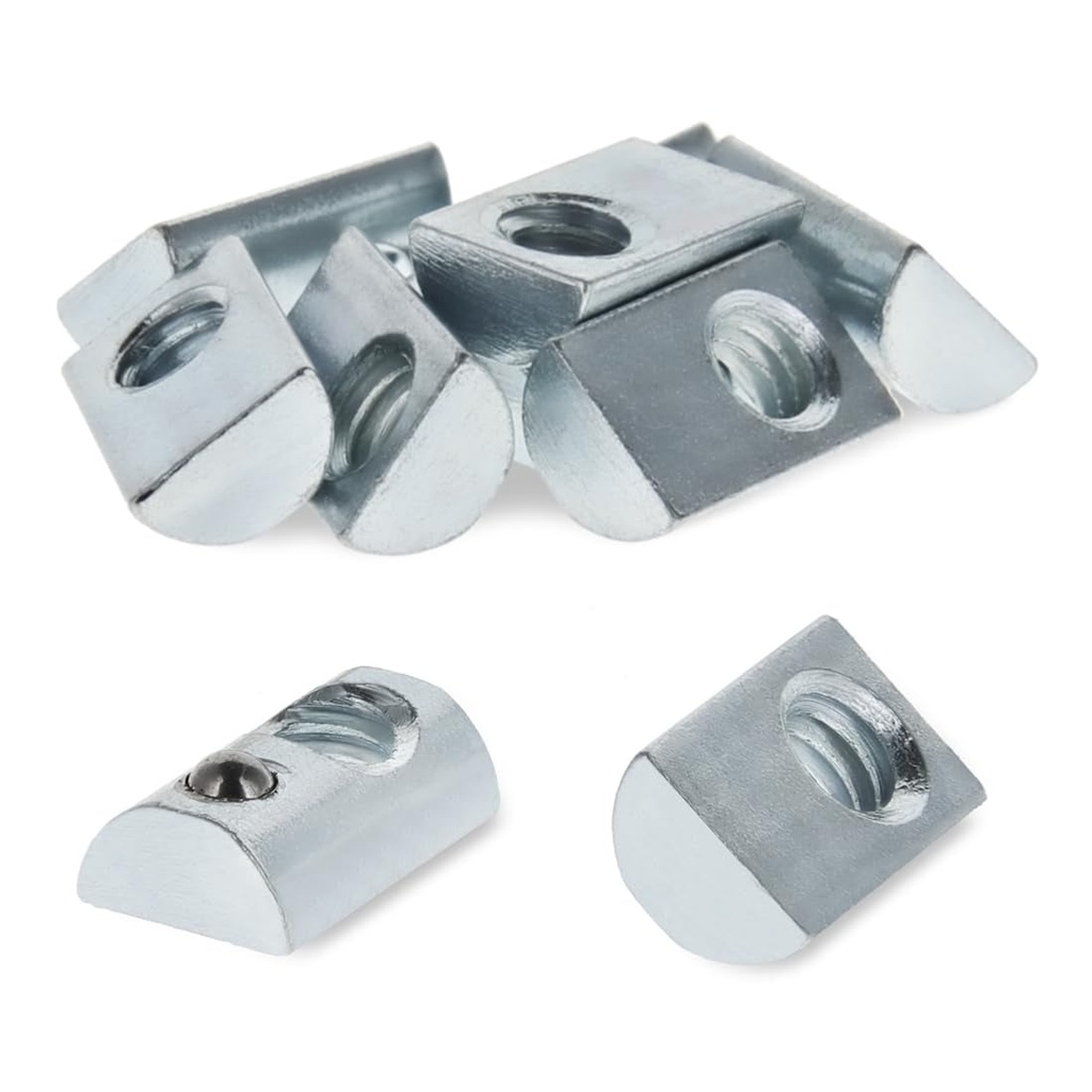8020, 3923, 10 Series 1/4-20 Steel Roll in T-Nut with Ball Spring - T Slot Accessories for Aluminum Extrusion - 80/20 Hardware Nuts (10)