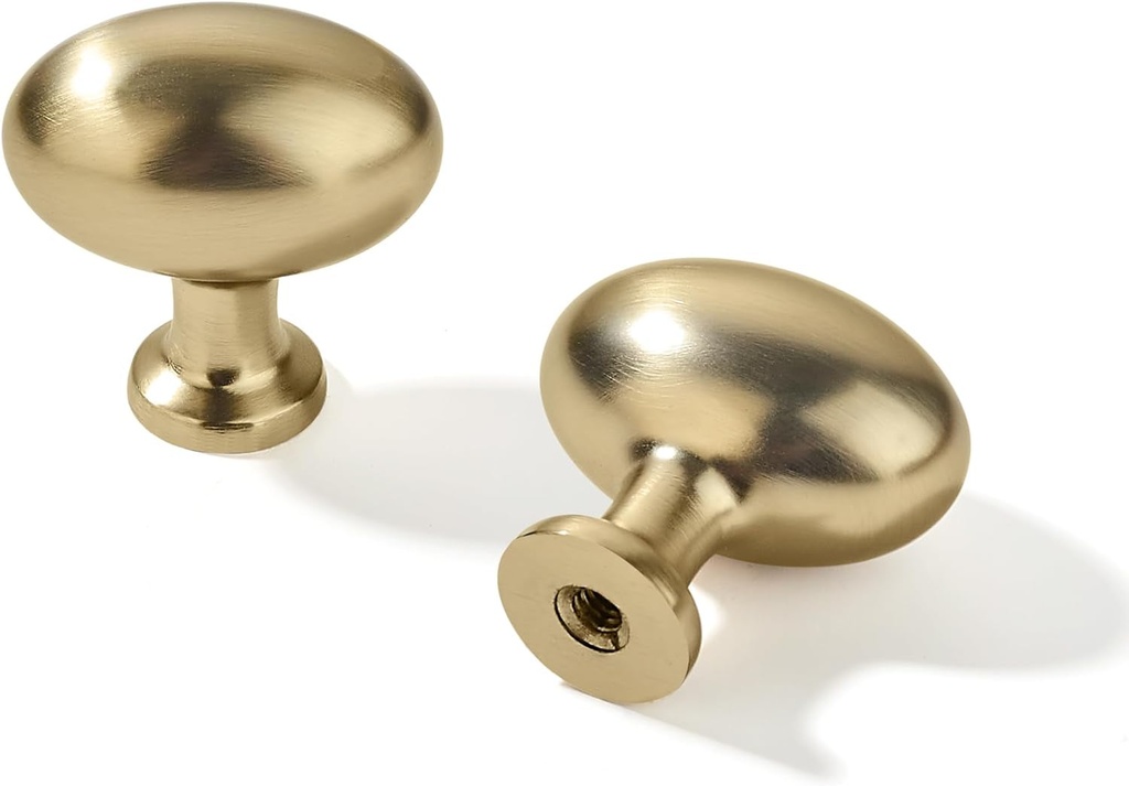 Khtumeware 10 Pack 1-3/8 Inch(35Mm Champagne Bronze Cabinet Knobs Dresser Knobs Satin Brass Oval Drawer Knobs Kitchen Cabinet Hardware Zinc Knobs for Dresser Drawers
