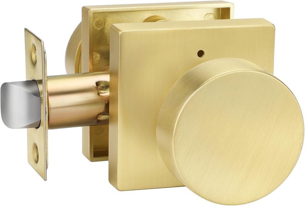 Goldenwarm Privacy Gold Interior Door Knob, Zinc-Alloy Heavy Duty Interior Door Knob Bedroom, Contemporary Brass Door Knob Privacy, Brushed Gold Door Knob Interior for Bathroom(1 Pack)