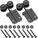 Black Steel Barn Box Rail Black Hanger 2 Pack, Heavy Duty Smooth Ball Bearings Indside，Carbon Steel Barn Door Rollers