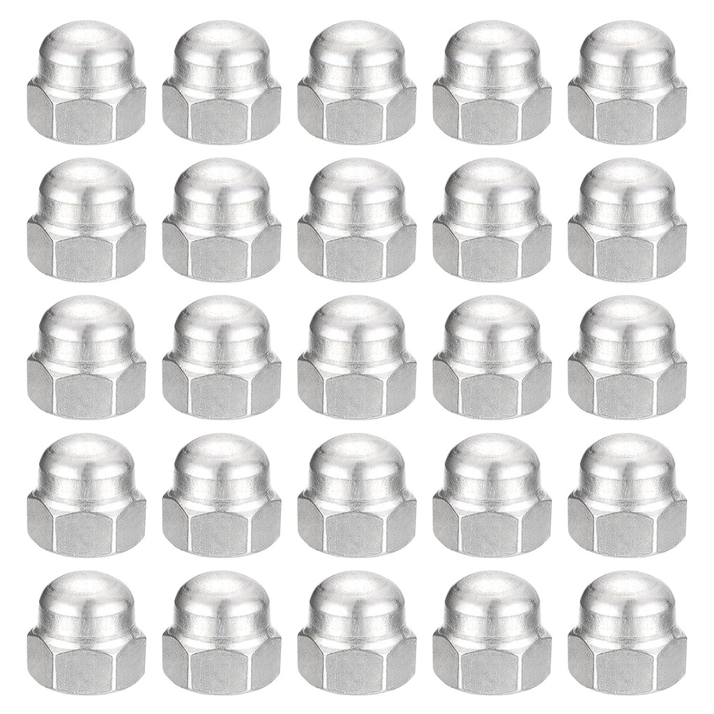 Uxcell 3/8-16 Acorn Cap Nuts,50Pcs - 304 Stainless Steel Hardware Nuts, Acorn Hex Cap Dome Head Nuts for Fasteners (Silver)