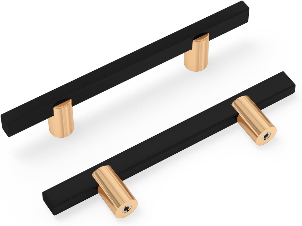 Goldenwarm 30 Pack Cabinet Handles Black and Gold Cabinet Pulls 3 Inch Matte Black Cabinet Pulls Light Gold Drawer Pulls Square Cabinet Pulls Aluminum Alloy Black Cabinet Hardware