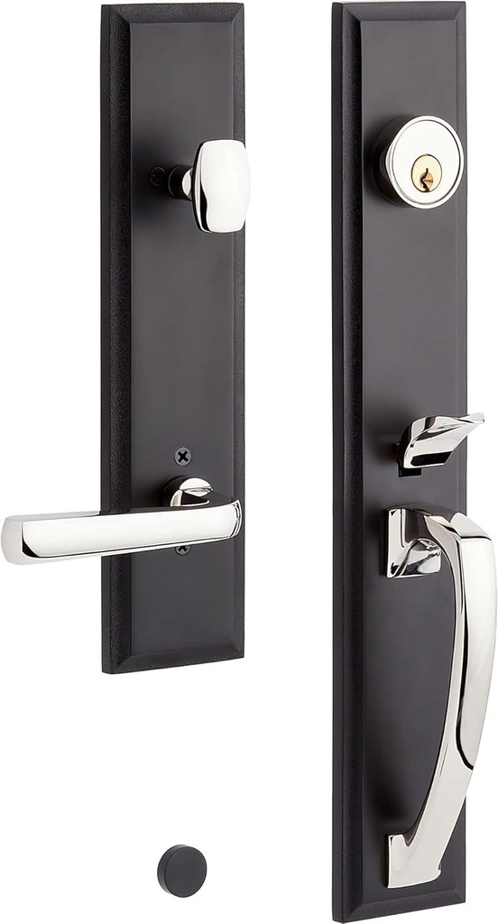 479129 Aurick Left Handed Solid Brass Keyed Entry Door Lever Set with 2-3/4" Backset