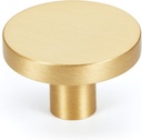 20-Pack Gold Kitchen Cabinet Knobs, Solid Brass Knobs for Dresser Drawer, round Minimalist Bathroom Cabinet Pulls, Modern Furniture Hardware, Brushed Finish, Diameter 1-3/16 Inch