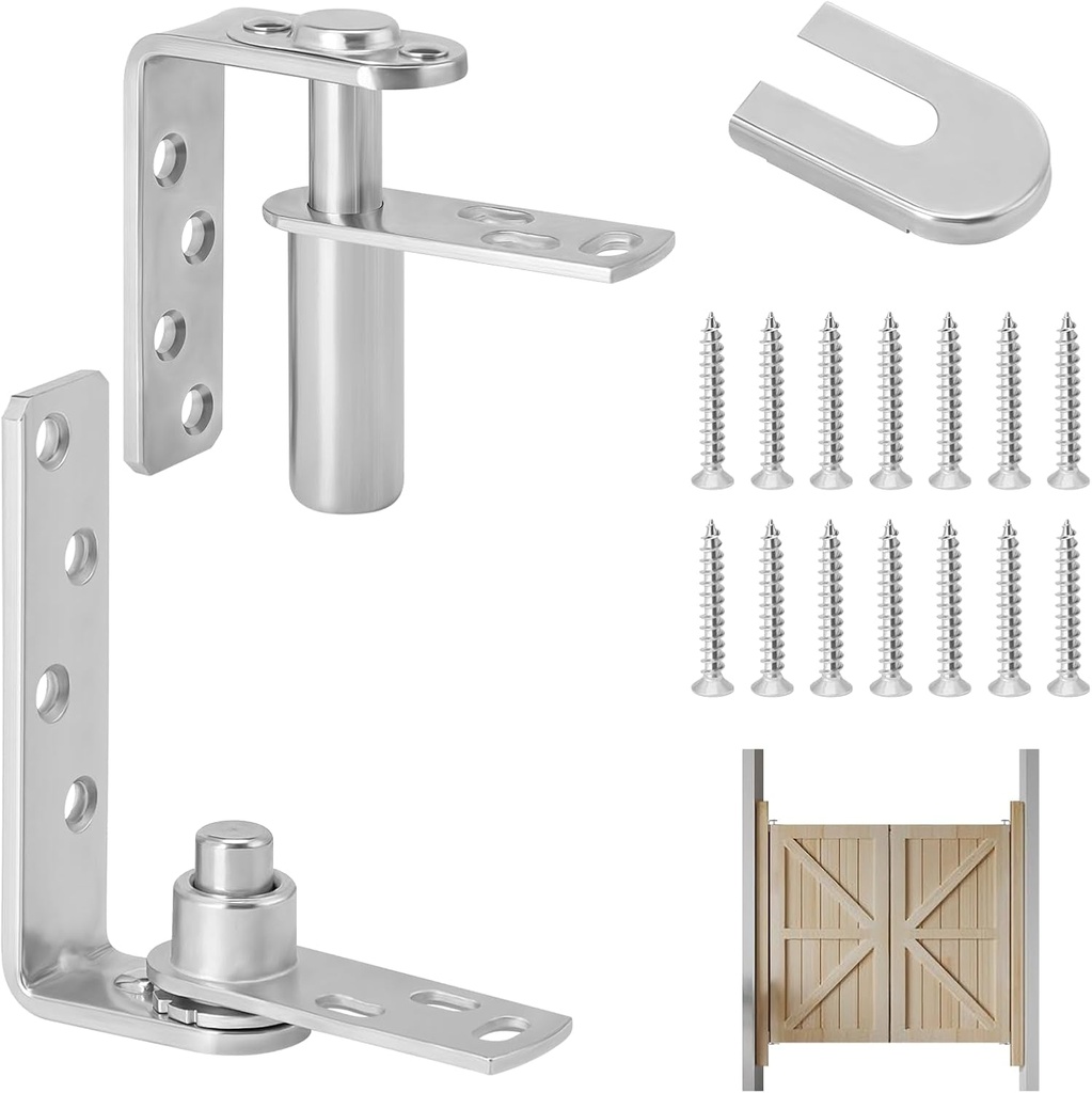 Saloon Doors Hinges,Double Acting Swinging Door Hinges Cafe Door Hinges Spring Door Hinge Kit Self Closing-Silver