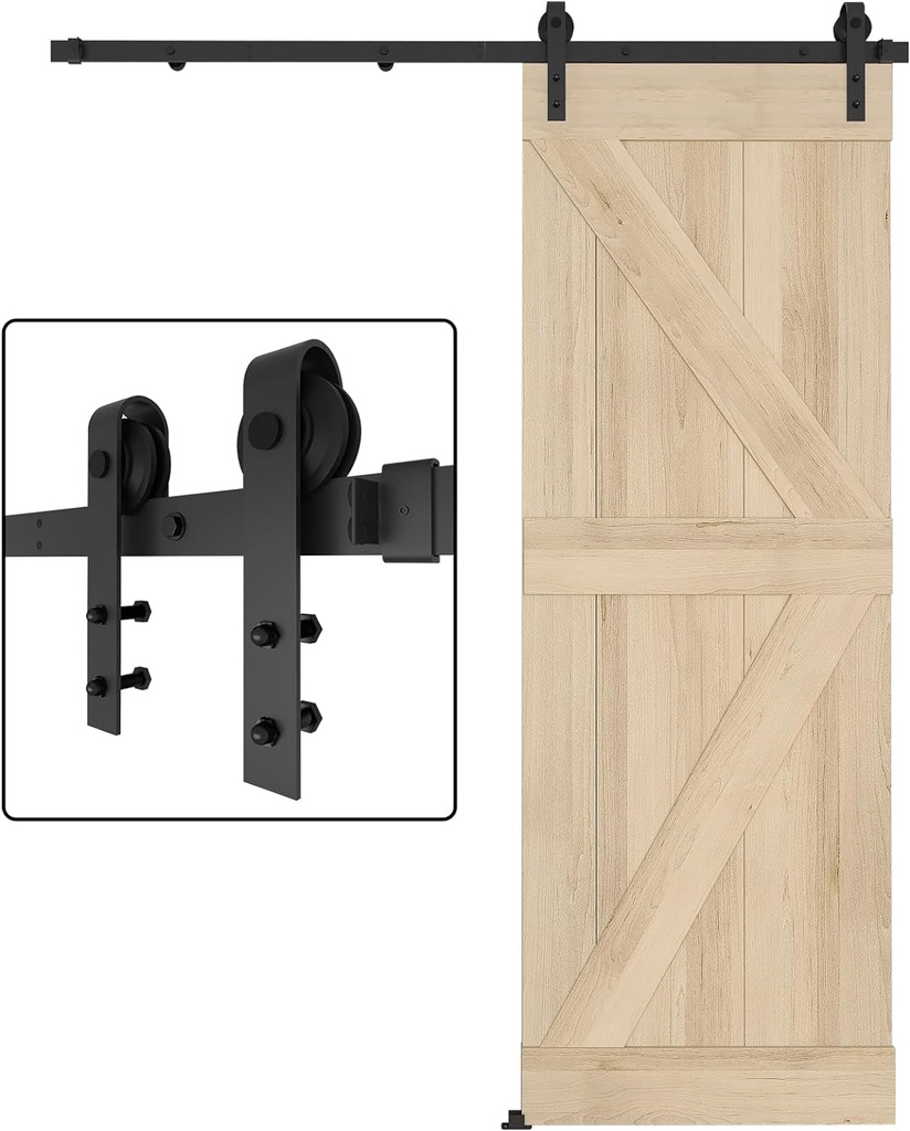 Barn Door Hardware Kit 5FT, Heavy Duty Modular Sliding Door Track Hardware Set for Interior & Exterior Doors