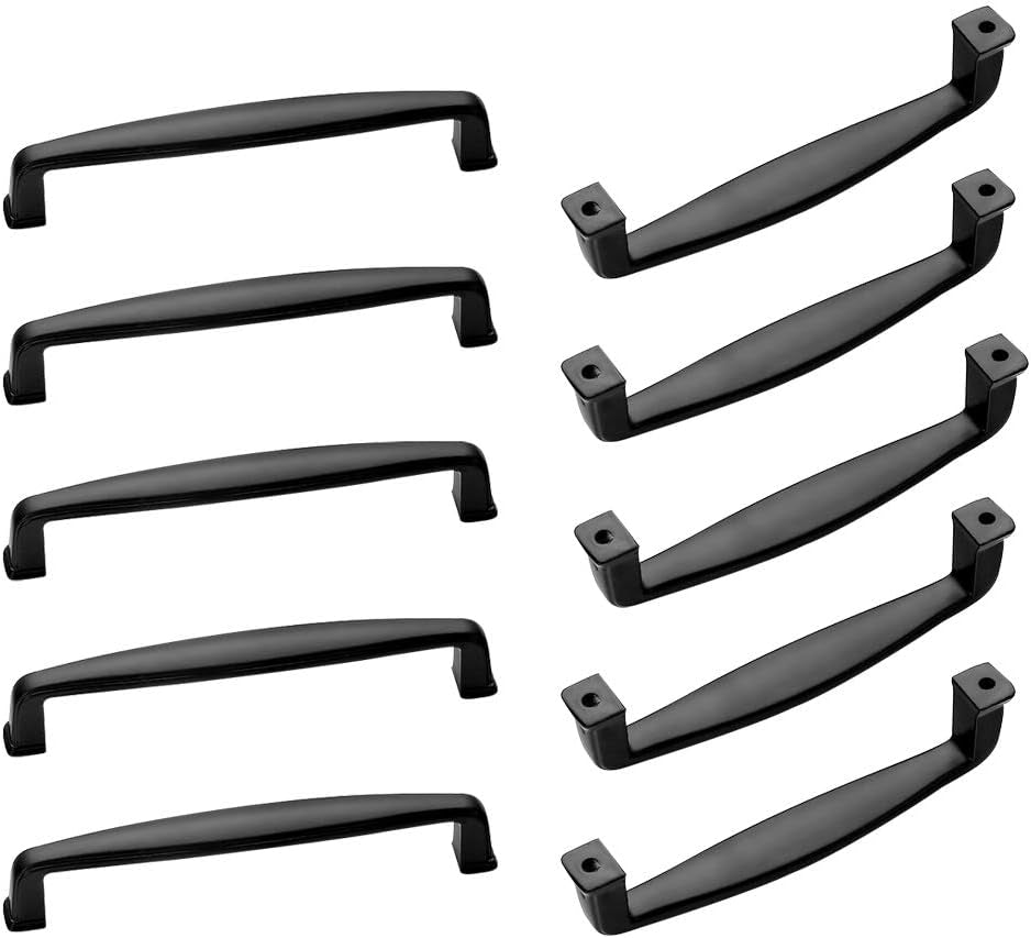 10Pcs 160Mm (6.3Inch) Matte Black Cupboard Drawer Handles Drawer Handle Furniture Hardware Dresser Pulls (10)