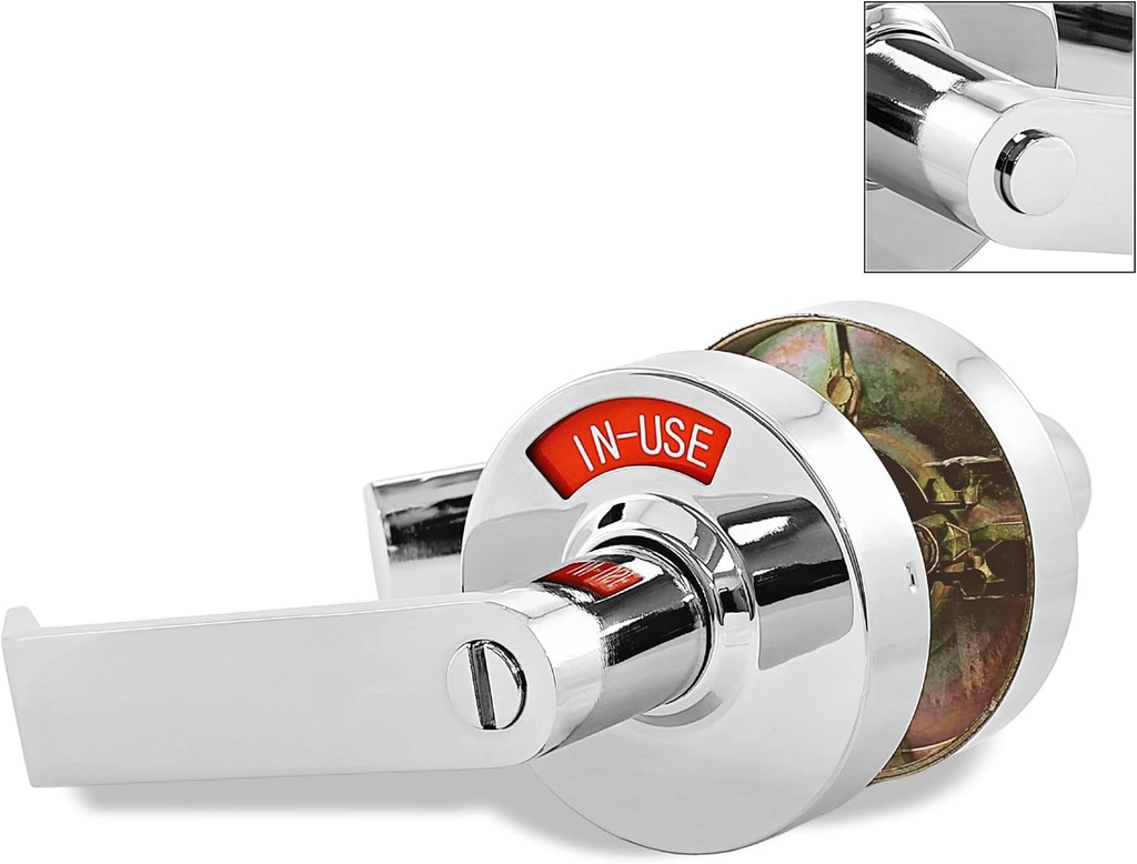 VIZILOK ADA Compliant, Single Egress Indicator Privacy Lock C5FP-L Durable ANSI Grade 2 Comp Commercial Lefthanded Non Reversible In-Use or Vacant Push Button Lever - Polished Chrome