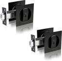 Dontay Pocket Door Lock with Key, Contemporary Entrance Sliding Barn Door Lock Latch, Recessed 2 Sided, 2 3/8" Backset, Flush Handles Hardware (Excluding Edge Pull, Matte Black, Square - 2 Pack)