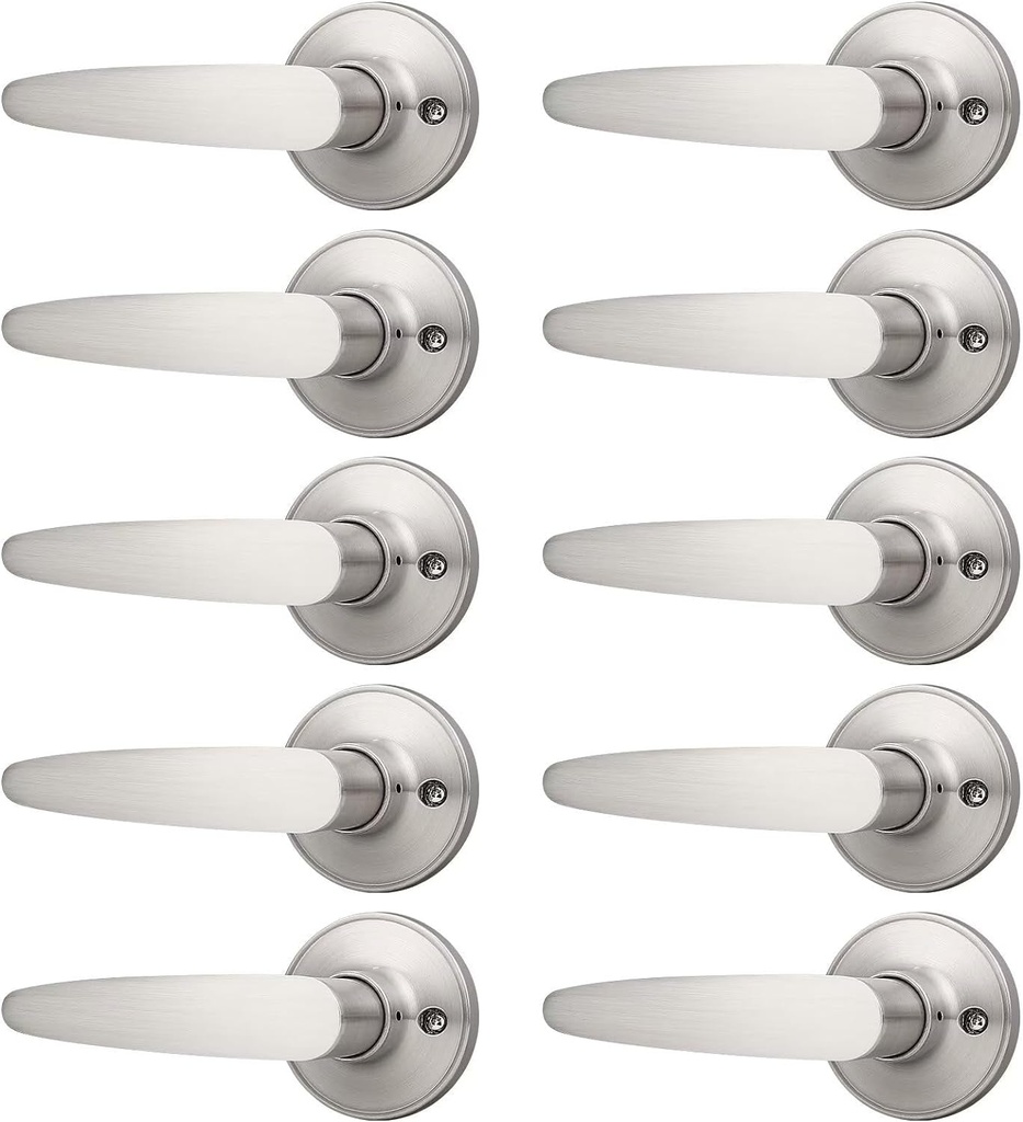 Probrico (10 Pack Door Hardware Dummy Lever Door Handles for Closets,Single Side Individual Door Lever in Satin Nickel