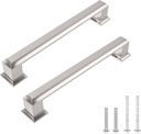 Cabinet Pulls 10 Pack Brushed Nickel Drawer Handle 5 Inch(128Mm) Hole Centers Cabinet Drawer Pulls Square Kitchen Handles for Cabinets Cupboard Handles