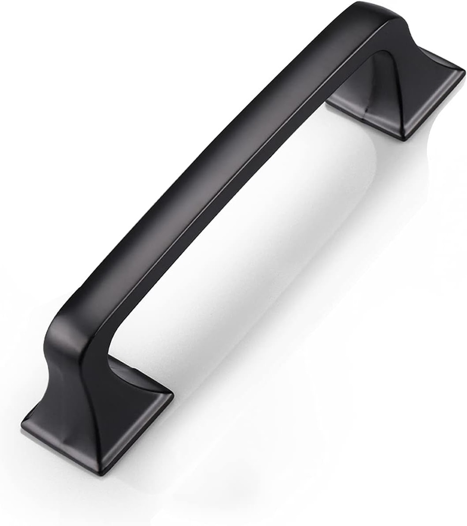 KNOBWELL 15 Pack 3-3/4 Inch Matte Black Kitchen Cabinet Handles Drawer Handles, Modern Dresser Drawer Pulls Cupboard Handles, Square Kitchen Hardware