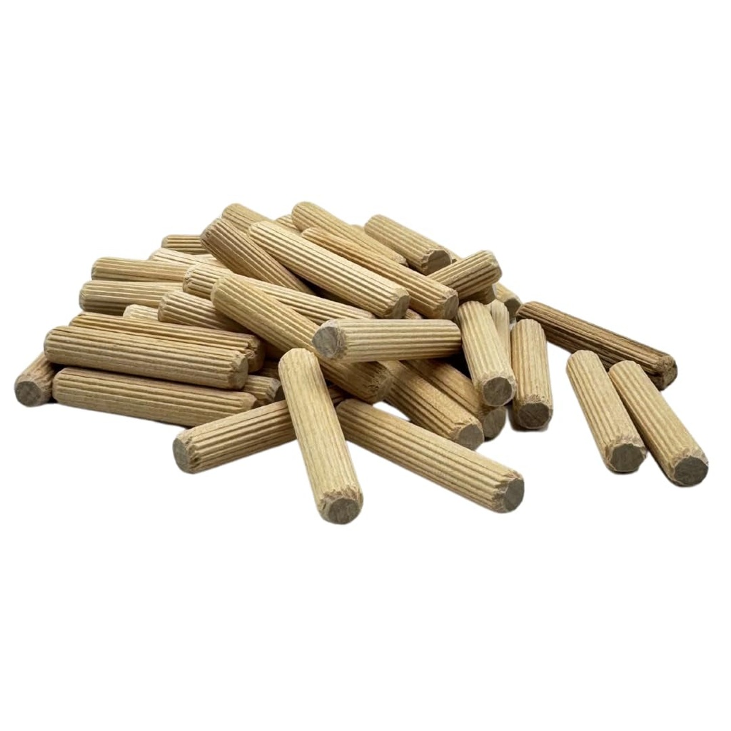 500 Pack 3/8" X 2" Wooden Dowel Pins Wood Kiln Dried Fluted and Beveled, Made of Hardwood