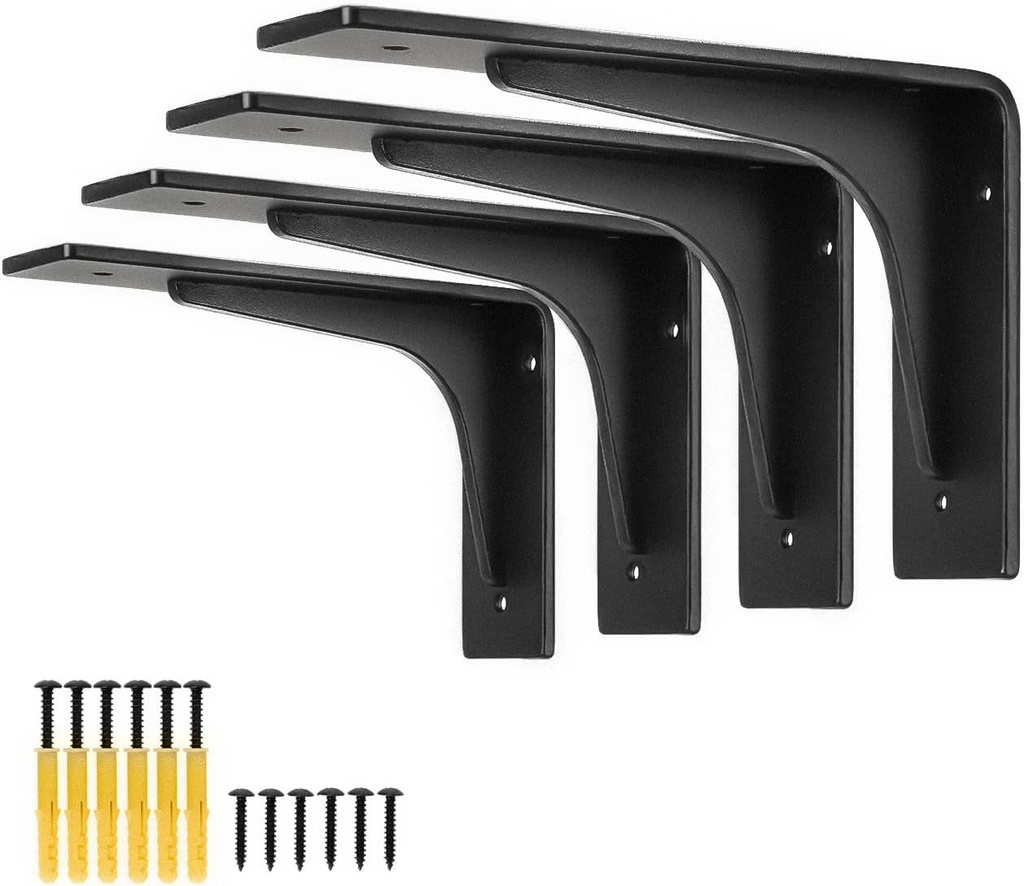 6"X 4"Shelf Bracket ,L Shelf Brackets,Max Load 300Lbs, Premium Alloy Metal Heavy Duty Shelf Bracket, High Strength Mounting Hardware Included, Countertop Support, Pack of 4. (6 INCH X4 INCH)