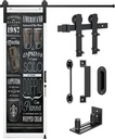4FT Barn Door Hardware Kit Heavy Duty Sliding Door Track Kit with Floor Guide and 2 Handles, Smoothly Hardware Kits for Interior and Exterior Fit 24" Wide Door Panel (I Shape Hanger)
