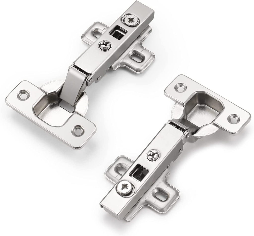 Probrico 20 Pieces Clip on Full Overlay Frameless Furniture Cabinet Door Concealed Hinges Nickel Plated Cabinet Hardware