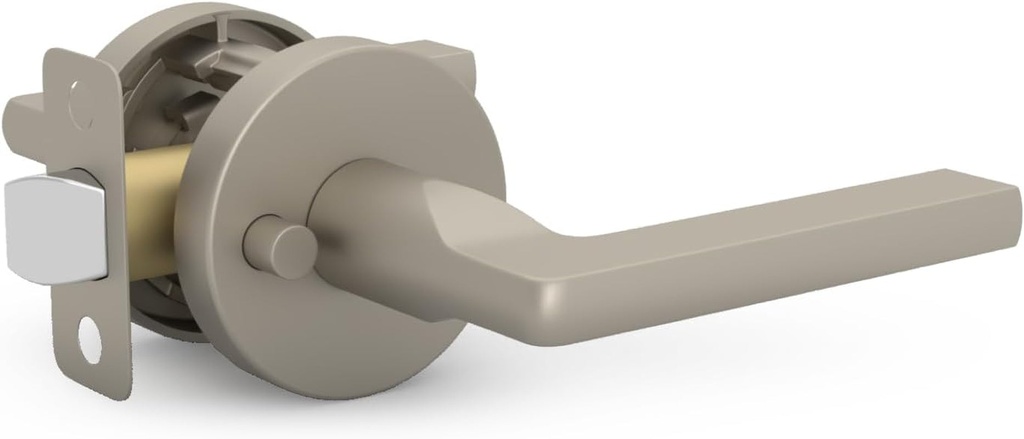 Mega Handles - Ralph Privacy I Lever Door Lock Handle Set for Hallway, Closet and Bathroom I Keyless Door Lock I Heavy Duty I Fits All Standard Door Sizes I Screws Included - Satin Nickel (1 Pack)