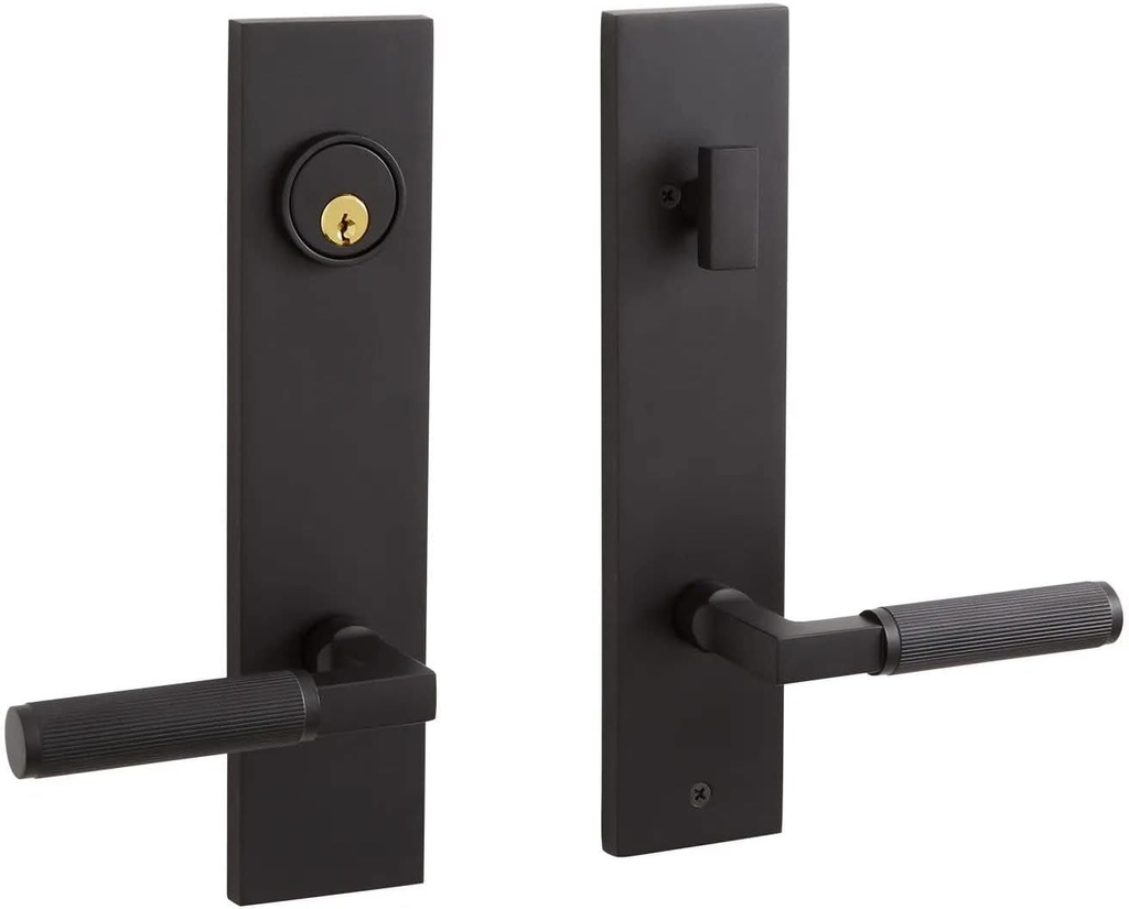 455564 Satcher Solid Brass Keyed Entry Door Knob Set with 2-3/8" Backset