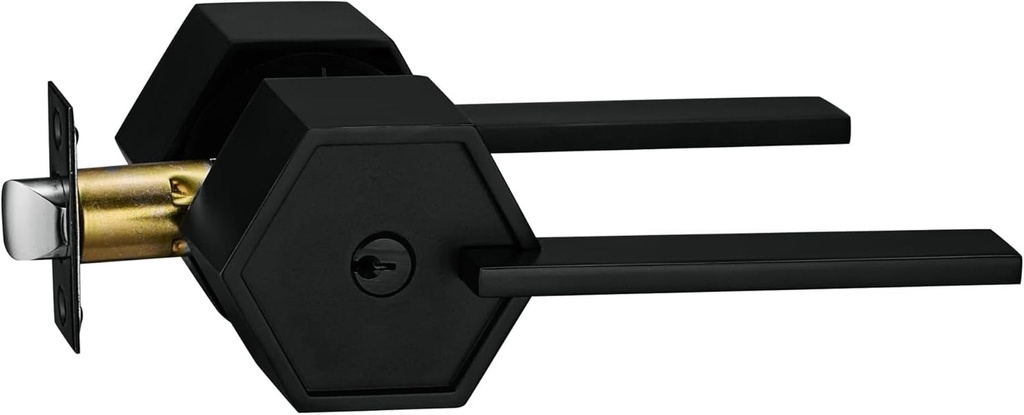 Berlin Modisch Zero Gravity Metro Series Entry Lever Door Handle Lock and Key Locking Lever Set [For Front Door or Office] Reversible Heavy Duty – Iron Black Finish