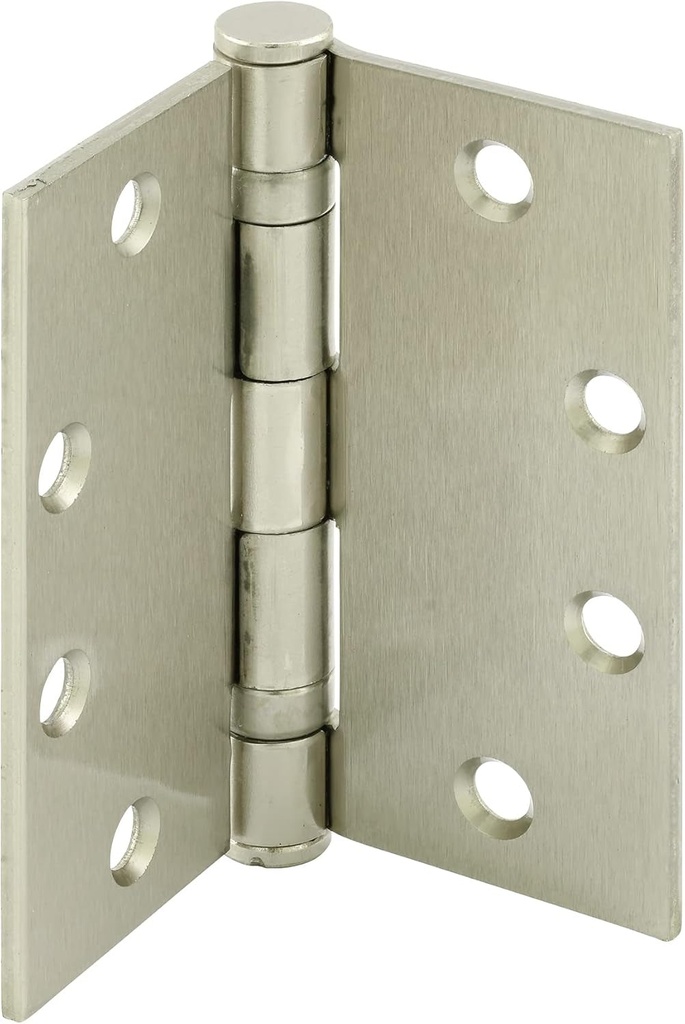 Prime-Line U 1156453 Door Hinge Commercial Smooth Pivot 2 Ball Bearing, 4-1/2 In. X 4-1/2 In. with Square Corners, 4 Holes per Leaf with Screws, Satin Nickel Finish, .134 In. Gauge (3 Pack)