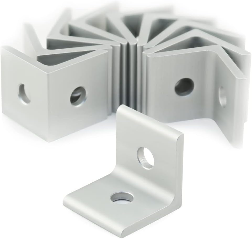 8020, 4108, 10 Series Aluminum LITE 2 Hole inside Corner Bracket 90 Degree Angle Bracket for T Slot Extruded Extrusion 80/20 (25, Clear Anodize)