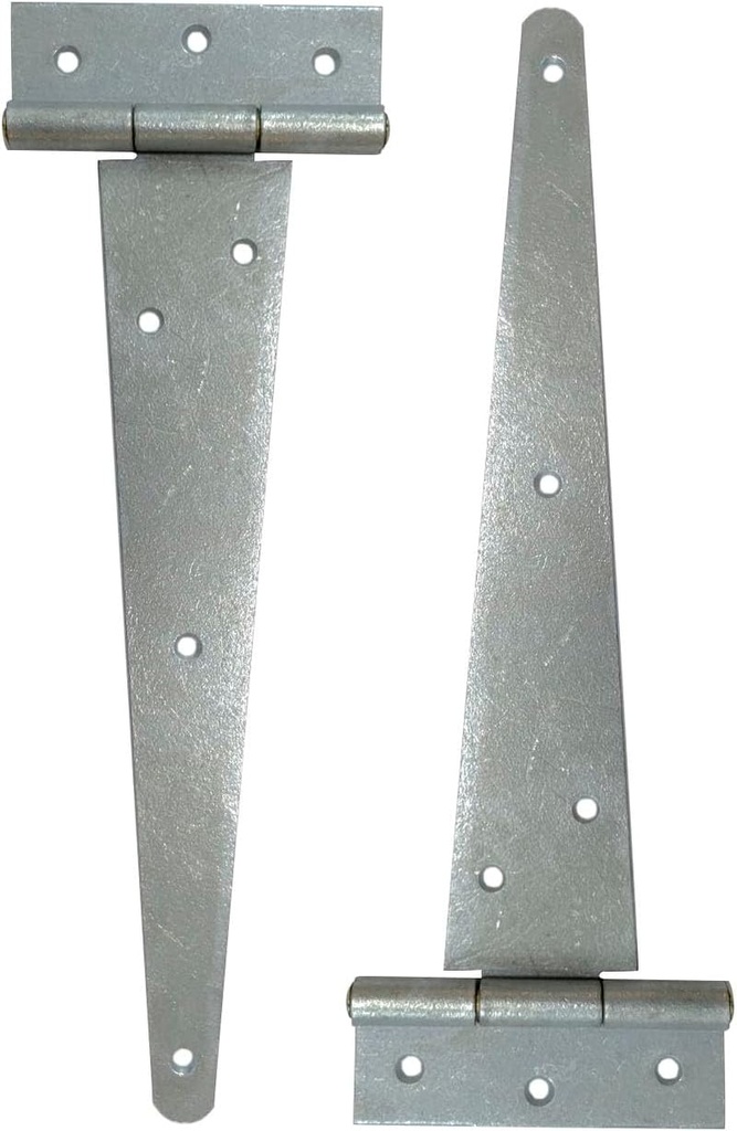 QCAA Extra Heavy Duty Tee Hinge, 14"X5"X3.0Mm, Steel, Hot Galvanized, with Solid Brass Pin, 2 Pack