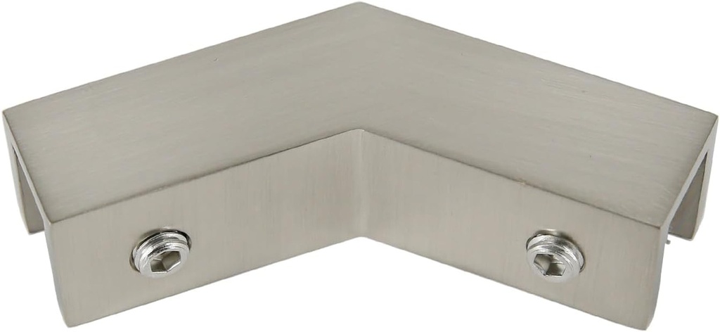 135 Degree Brass Glass to Glass Clamp Sleeve over Shower Door Glass Clamp for 5/16" to 1/2" (8 to 12 Mm) Glass Thickness (Satin Brush Finish CC-012135S)