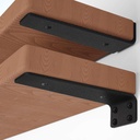 Floating Shelf Bracket 10 Inch of 6 Pack Heavy Duty Shelf Brackets Brackets for Shelves Black Coated Metal L Bracket Wall Shelf Support DIY Brackets with 1/5 Inch Thick and 160 LBS Load Capacity