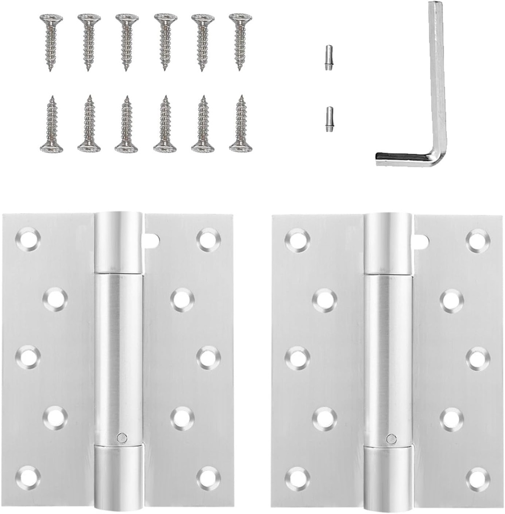5 Inch Self-Closing Door Hinges Stainless Steel Heavy Duty Spring Hinges 5 Inch Stainless Steel Mortise Spring Hinges with Mounting Screwdriver Hardware (2 Pack)
