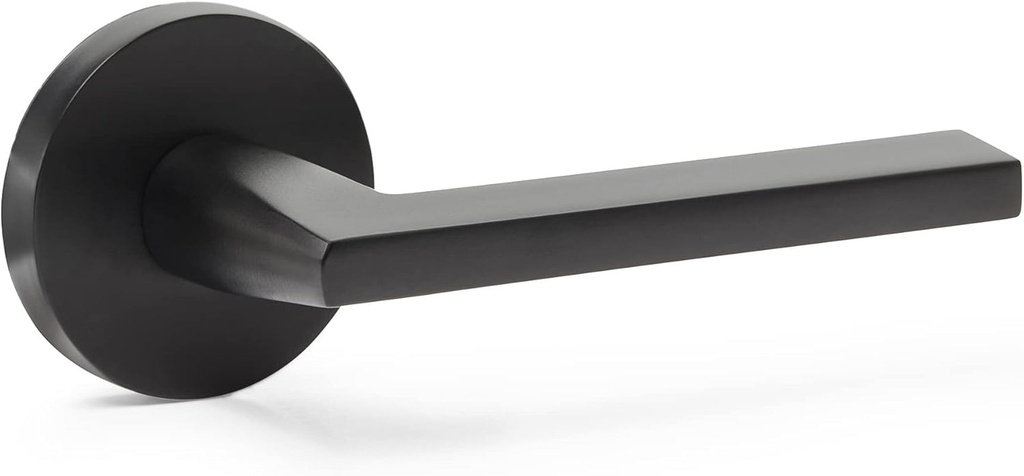 Toronto Model Solid Brass Lever Hallway & Closet Passage Door Handle, Matte Black
