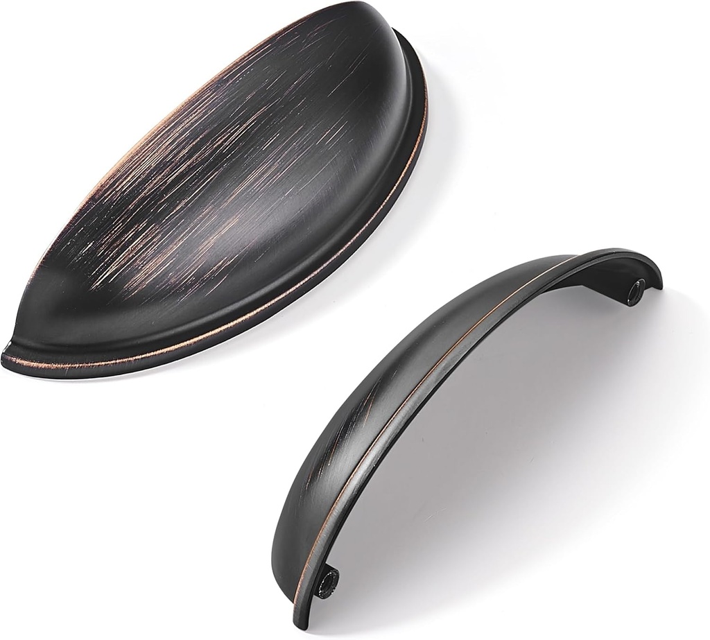 Khtumeware 10 Pack 3-3/4" Drawer Pulls Oil Rubbed Bronze Cabinet Cup Pulls Kitchen Hardware Cabinet Handles Drawer Handles Knobs 3-3/4 Inch Hole Center