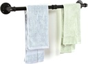 Pipe Towel Bar Wall Mounted Industrial Towel Rack Holder Rustic Heavy Duty Bathroom Hardware(24 Inch,Black)