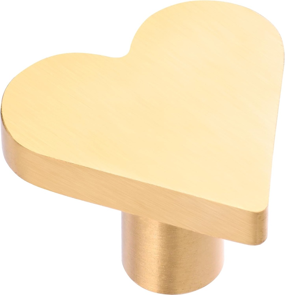 8 Pack Heart Shape Drawer Pulls Solid Brass Stylish Kitchen Cabinet Modern Brushed Gold Dresser Knobs Door Window Pull Handles Cabinet Hardware for Cupboard Pulls with Screws