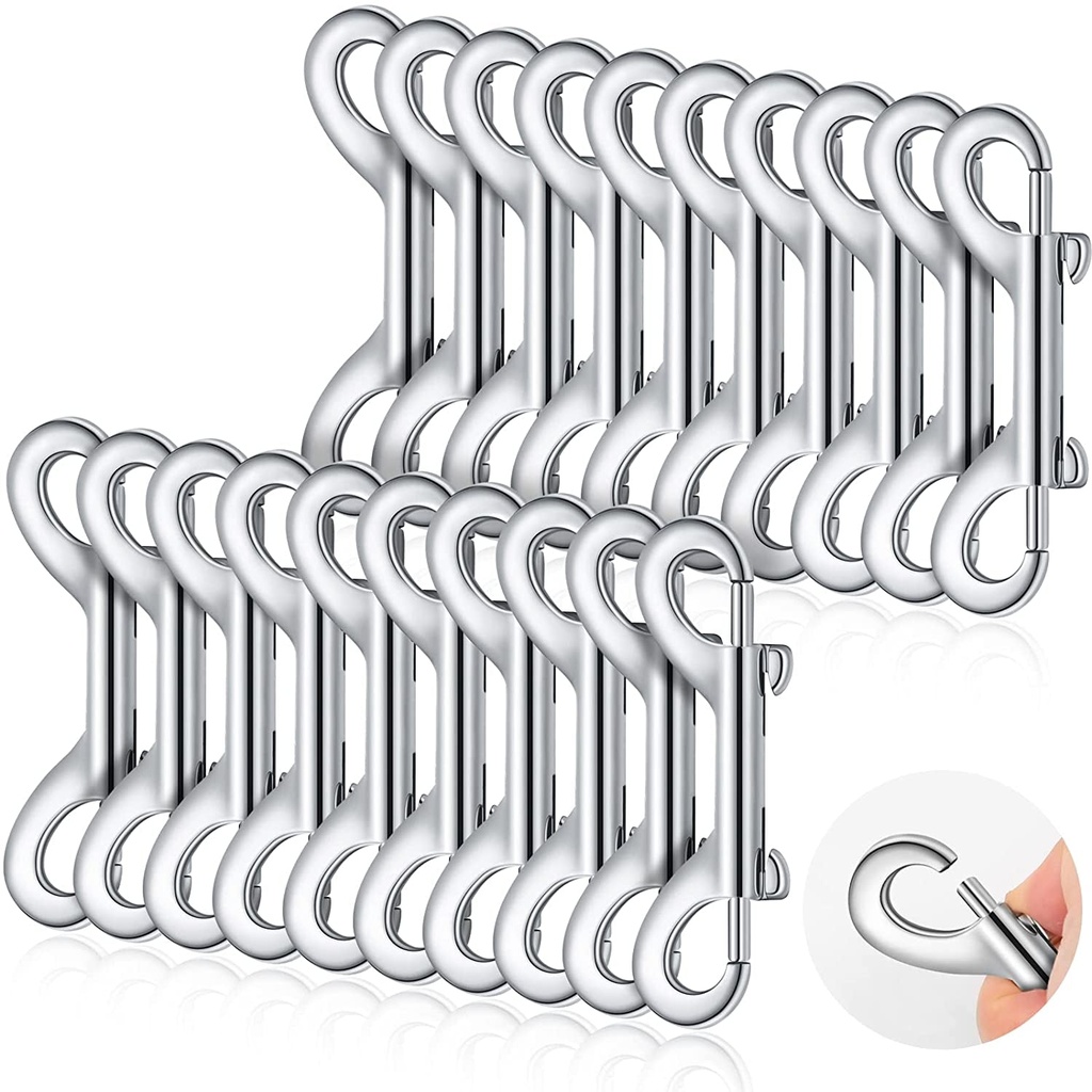 20 Pieces Bolt Snaps Double Ended Snap Hooks 3.5 Inch Zinc Alloy Trigger Chain Metal Clips Key Holder for Linking Key Chain Dog Leash Collar Pet Feed Buckets