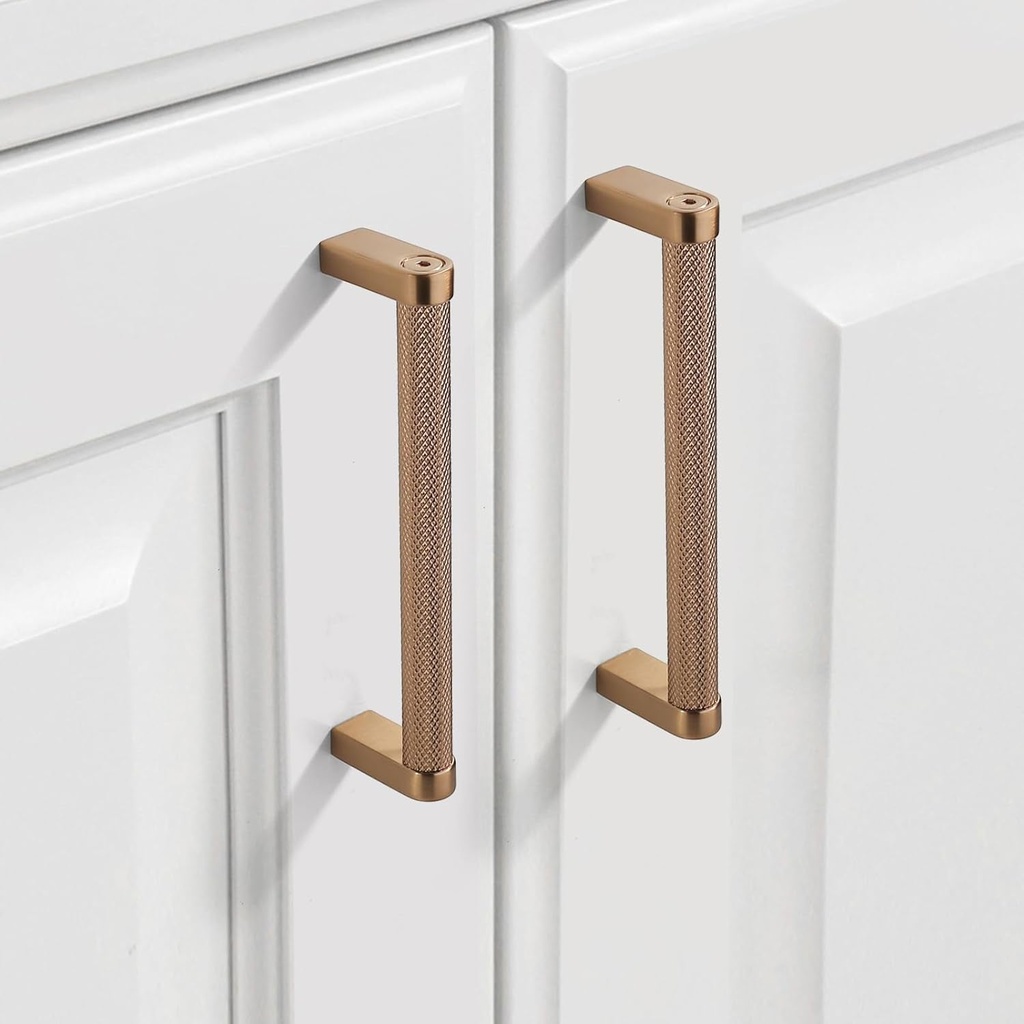 10 Pack Knurled Cabinet Pulls 5 Inch Champagne Bronze Kitchen Cabinet Handles Cabinet Hardware Kitchen Handles for Cabinets Dresser Pulls Drawer Handle
