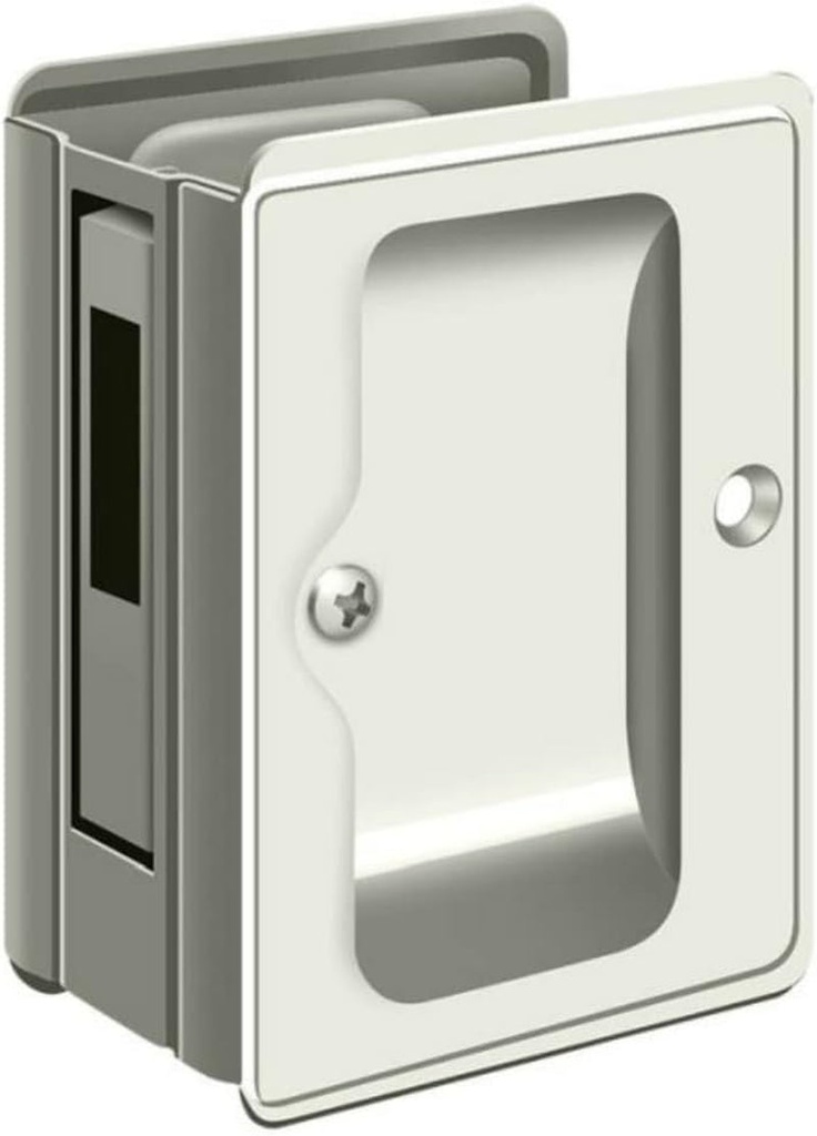 Deltana Sdar325U14 Heavy Duty Pocket Lock Adjutable Sliding Door Receiver, Polished Nickel, 3-1/4"