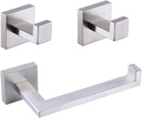 GERZWY Modern 3-Piece Bathroom Hardware Set Toilet Paper Holder and 2X Towel Hook Wall Mounted Brushed SUS 304 Stainless Steel