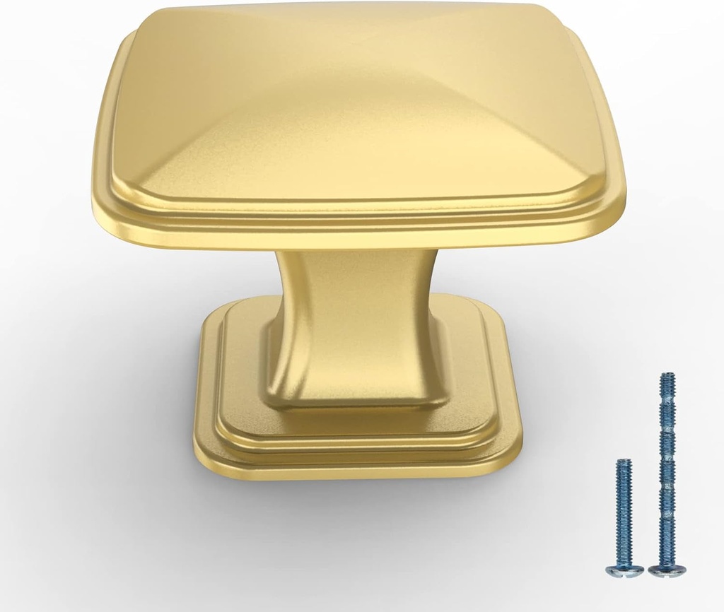 10 Pack Kitchen Cabinet Knobs Gold Dresser Knobs Brushed Brass Drawer Knobs Square Kitchen Cabinet Hardware Knobs for Dresser Drawers