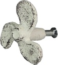Zeckos Set of 6 Antique White Cast Iron Boat Propeller Cabinet Knobs - Nautical Drawer Pulls for Rustic Coastal Charm - Easy Installation - 1.75 Inch Diameter