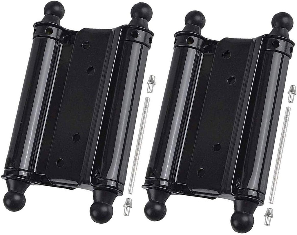 Tambee 4Inch Double Action Hinge Saloon Door Hinges Swinging Door Hinge Heavy Duty Self Closing Black Steel Hinges with Screws