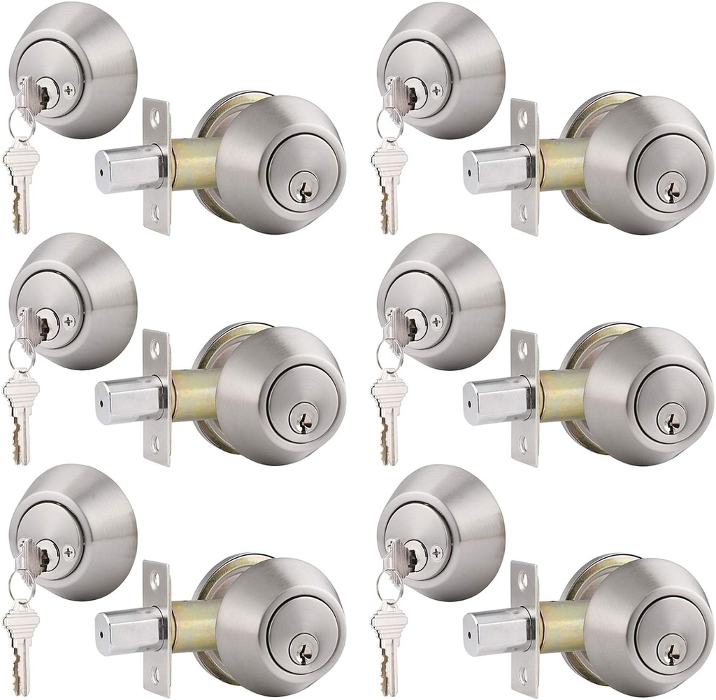 Gobrico Keyed Alike Double Cylinder Deadbolts Combo Door Locks in Satin Nickel 6Pack