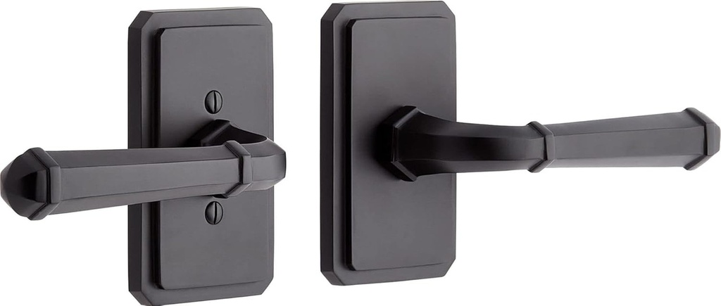 479151 Matteen Left Handed Solid Brass Privacy Door Lever Set with 2-3/8" Backset