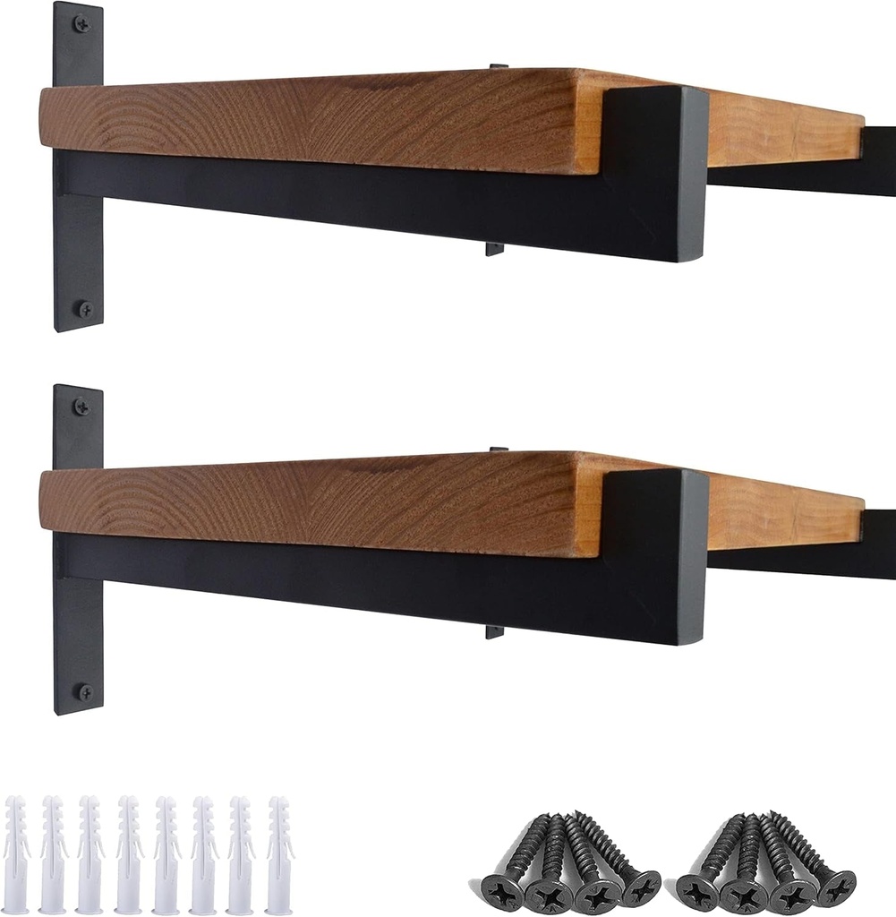 OVOV 4 Pcs Heavy Duty Shelf Brackets Wall Mounted Industrial Metal Shelf Supports (12", 4Pcs Black)