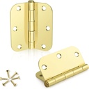 KNOBWELL 18 Pack 3.5 in Door Hinges Brushed Brass Heavy Duty Hinges for Doors, 3-1/2" Brass Bifold Iron Door Hinges for Interior&Exterior Doors