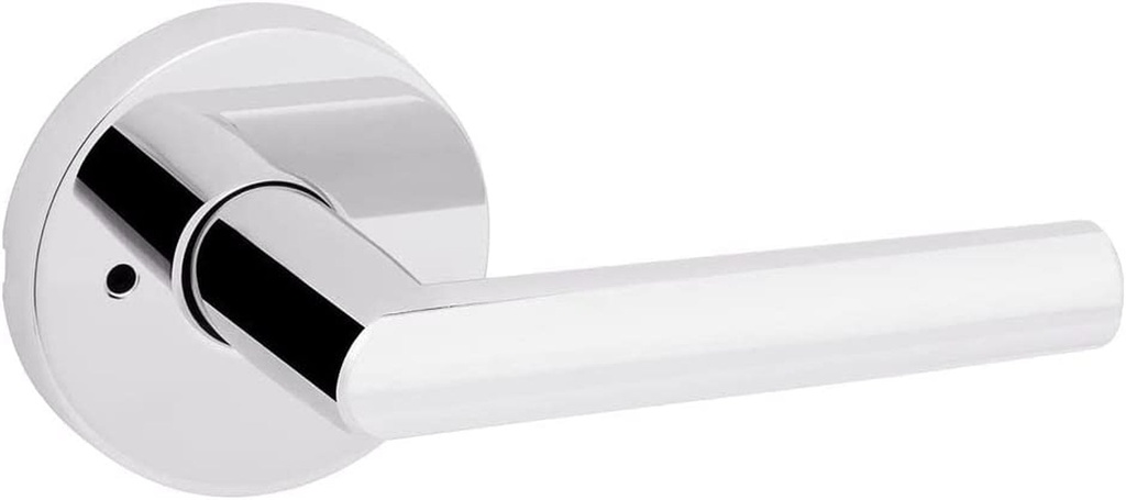 Kwikset Milan Interior Privacy Door Handle with Lock, Door Lever for Bathroom and Bedroom, Polished Chrome Reversible Keyless Push Button Lock Door Lever