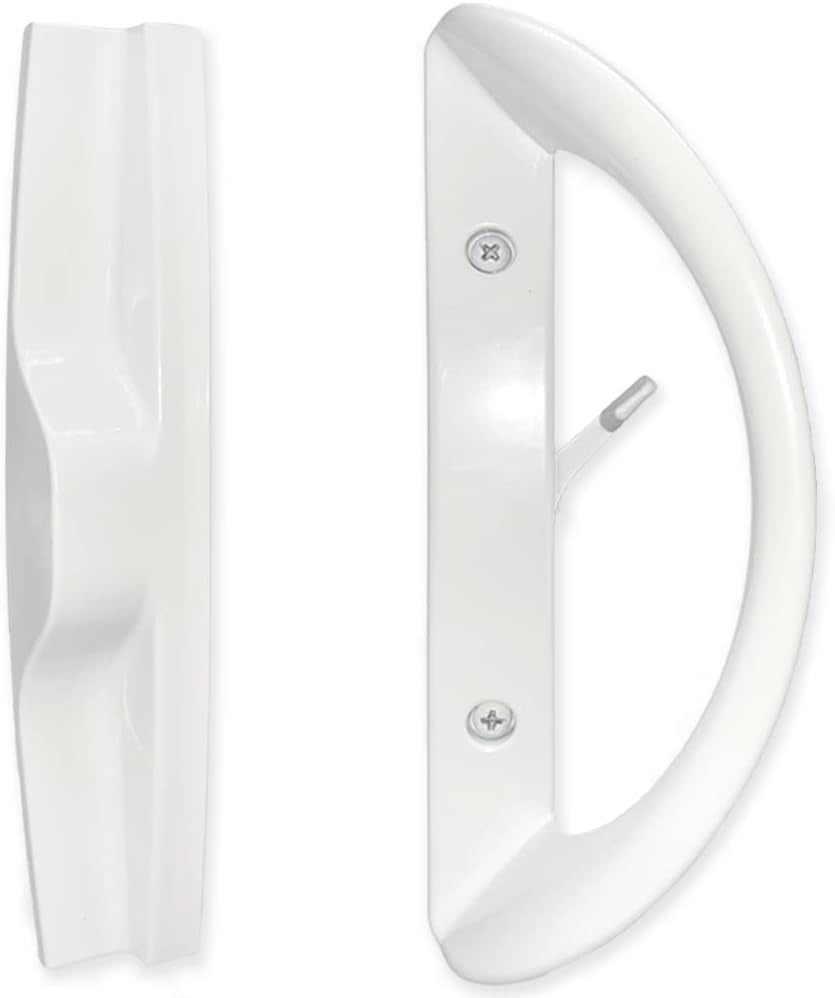 Patio Sliding Door Handle Set, Perfect Replacement Mortise Style Handle Set Fits Door Thickness from 1-1/2" to 1-3/4", 3-15/16" Screw Hole Spacing, Non-Keyed, White