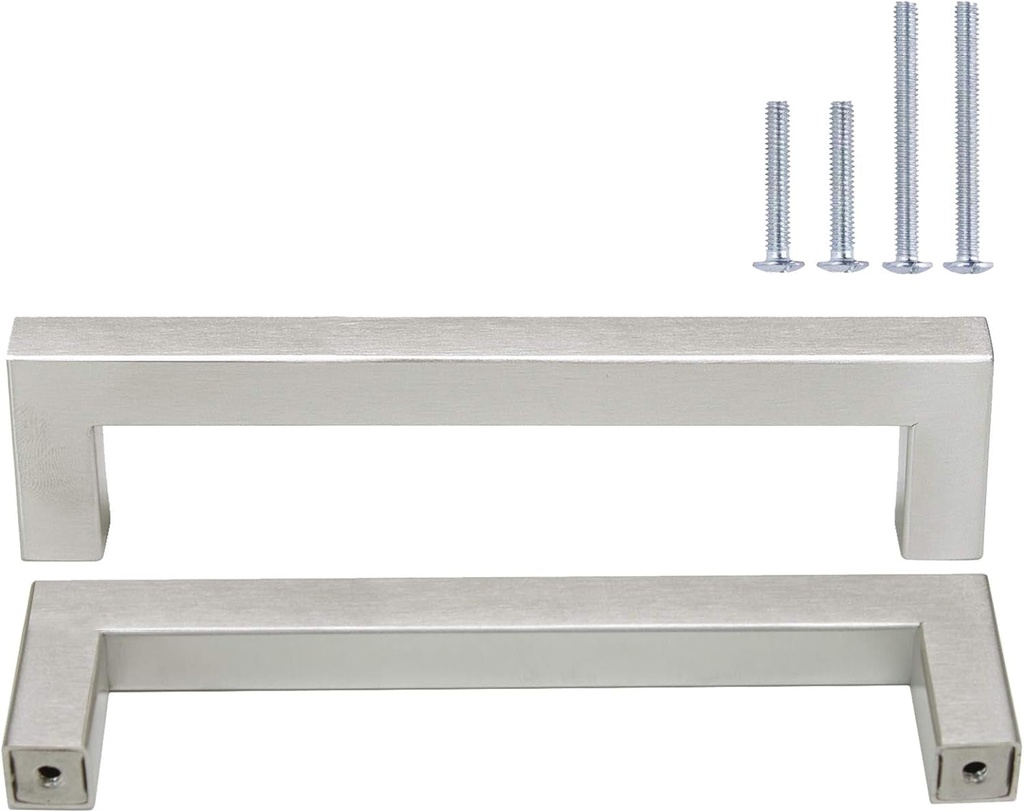Gobrico Square Bar Cabinet Handles Stainless Steel Brushed Nickel Drawer Pulls 5" Hole Centers 36 Pack
