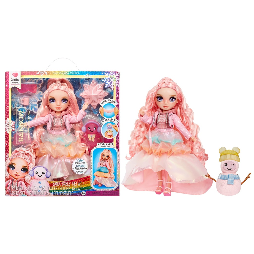 Rainbow High Winter Wonderland Bella - Pink 11” Fashion Doll with Magic Snow, Kids Toy Gift Ages 4+