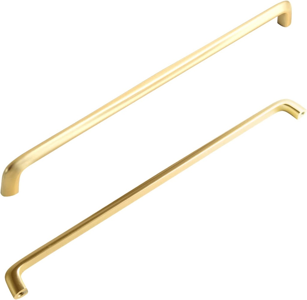 Brushed Brass Cabinet Handles, Modern Drawer Pulls for Kitchen, Cabinet Hardware for Bedroom, 12-3/5 Inches Center to Center, 6 Pack